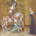 "Св. Георгий и дракон". Иллюстрация из средневекого манускрипта 