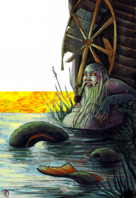 Водяной. Иллюстрация Лидии Магоновой (Ink-Yami)