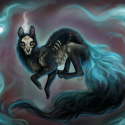 Will O' Wisp, болотный огонёк как зомби-кицунэ. Рисунок Sarah "Animalartist16"
