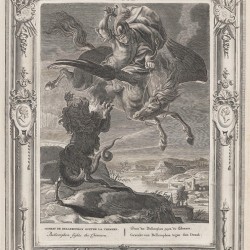 Беллерофонт сражается с Химерой на гравюре Бернара Пикара
