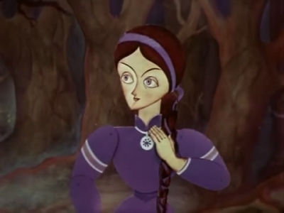 Синюшка, обернувшаяся красной девкой. Кадр из мультфильма "Синюшкин колодец" (1973)