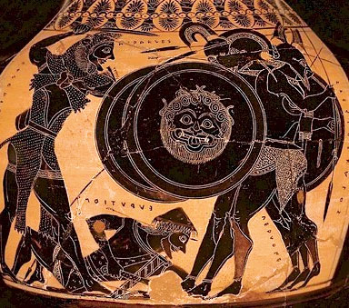 Геракл и Герион. Чернофигурная амфора, около 550-540 гг. до н.э.
