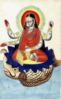 Богиня Ганга на макаре. Картинка XIX века из Калькутты
