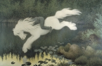 Мальчик на белой лошади (Gutt på hvit hest). Карандашный рисунок Теодора Киттельсена, между 1890 и 1909 годами