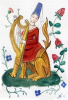 Дама-леонтокентавр. Современная иллюстрация на тему миниатюр из фландрского манускрипта XV века