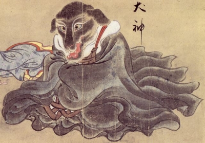 Инугами. Рисунок Саваки Сууси, "Иллюстрированный свиток сотни демонов" 1737 года