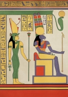 Богиня Мут и бог Амон-Ра. Реконструкция изображения III века до н.э.