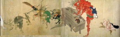 Тиридзука Кайо. Фрагмент свитка «Хякки ягё эмаки», эпоха Муромати