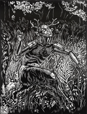 Чугайстер. Иллюстрация Елены Кульчицкой из цикла "Легенды гор и лесов" (1936)