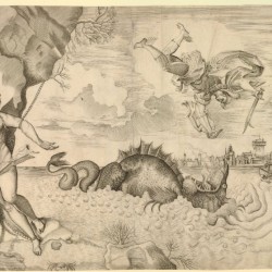 Персей атакует Кита на гравюре XVI века