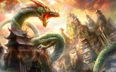 Китайский дракон. Цифровая иллюстрация