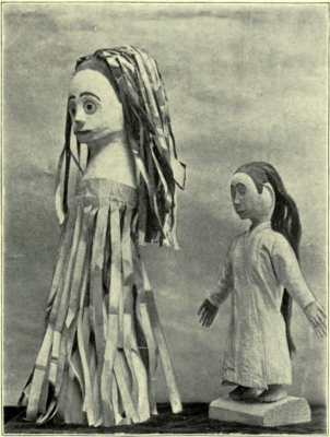 Фигурки лангсуйар и пенанггалан. Изображение из книги "Малайская магия" (1900)