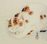 Спящая микэнэко. Автор рисунка Каванабэ Кёсай