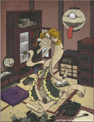 Судзури-но тамаси, кёринрин и тётин-о-бакэ. Иллюстрация Мэтью Мэйера