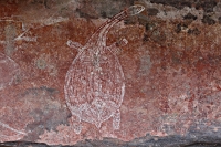 Черепаха. Наскальный рисунок в Национальном Парке Какаду, Австралия