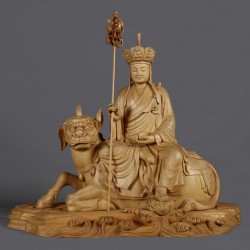 Деревянная статуэтка, изображающая богиню Гуаньинь верхом на драконе Хоу