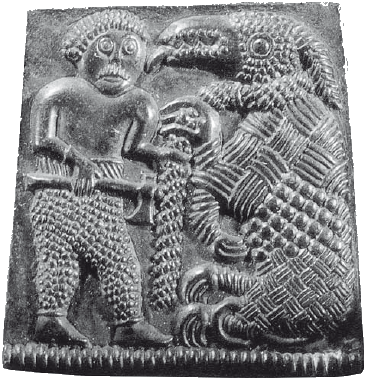 Тюр и Фенрир. Резьба по камню (Швеция, VIII век)