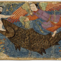 Иона и Кит. Миниатюра из рукописи Рашид ад-Дина "Джами‘ ат-таварих". Иран, XIV век