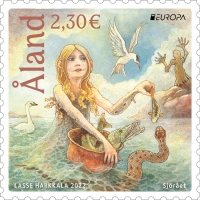 Сьёра. Почтовая марка Аландских островов, иллюстрация Лассе Харккалы