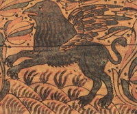 Мифический зверь грифон — хранитель золота и серебра. Роспись сундука. Великий Устюг, XVII век
