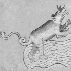 Изображение Лох-Несского чудовища на рукописи XII века (фрагмент)