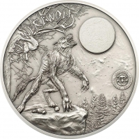 Вервольф на серебрянной монете государства Палау, 2013 года