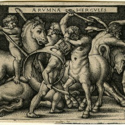 Геракл сражается с кентаврами. Гравюра Ганса Бехама (1542)