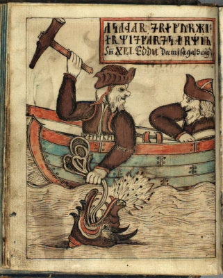 Тор и Гимир. Рукопись Датской Королевской библиотеки (NKS 1867 4º, fol. 93v.)