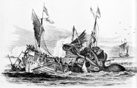 "Колоссальный пульп атакует купеческое судно". Гравюра Пьера Дениса де Монфорта, 1810 год