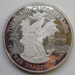 The Red Dragon of Wales. Монета в 20 крон Тёркс и Кайкос (1978)