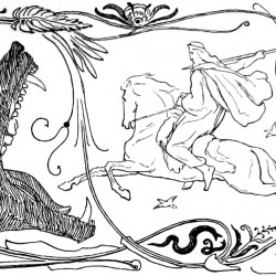 Бой Одина и Фенрира на рисунке Лоренца Фрёлиха