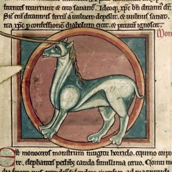 Единорог (monoceros) (Рукопись Британской библиотеки MS Harley 4751, fol. 15v)