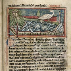 Харадр поворачивается к больному (Рукопись Британской библиотеки MS Harley 4751, fol. 40r)