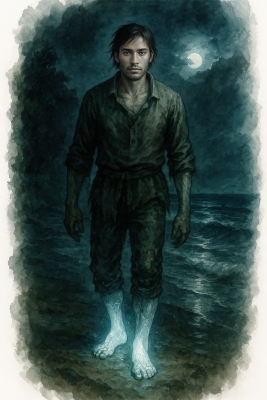 Омин-дус-пез-ди-луса, человек с фарфоровыми ногами. Иллюстрация Евгения Кота