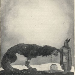 Тюр и Фенрир на иллюстрации Йона Бауэра (1911)