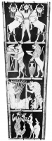 Фронтальное украшение Большой арфы, найденной при раскопках в гробнице Пуаби, с изображениями алимов-шэду и человека-скорпиона
