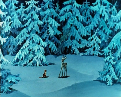Серебряное копытце и Мурёнка. Кадр из мультфильма "Серебряное копытце" (1977)
