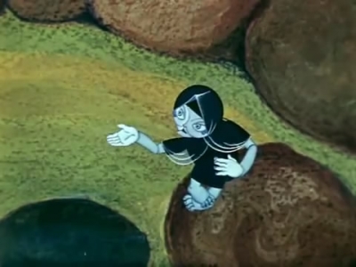 Бабка Синюшка. Кадр из мультфильма "Синюшкин колодец" (1973)