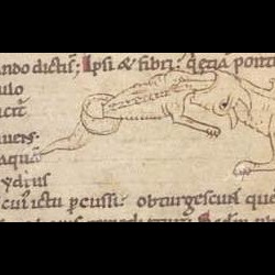 Гидрус убивает крокодила. Рукопись Британской библиотеки (MS Stowe 1076, fol. 2v.)