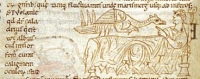 Харадр у постели больного. Рукопись Британской библиотеки (MS Stowe 1076, fol. 2v.)