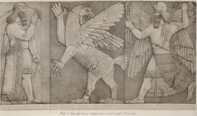 Нинурта, поражающий Анзуда. Ассирийский барельеф из Ниневии