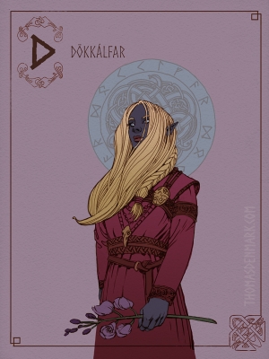 Тёмная эльфийка (Dökkálfar). Иллюстрация Томаса Денмарка