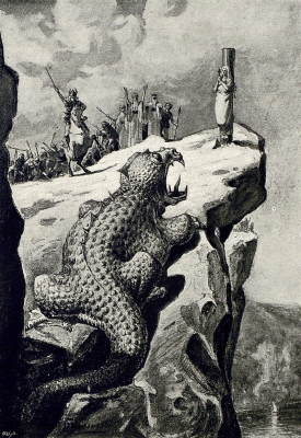 Иллюстрация И.Никонова к рейнскому сказанию "Драконов утес" (1905)
