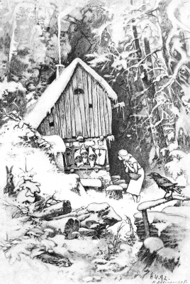 Три лесных гнома (Die drei Männleim im Walde). Иллюстрация Германа Фогеля к сказке братьев Гримм