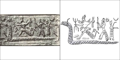 Богиня-дракон Тиамат. Оттиск с нео-ассирийской печати