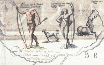 Эвайпанома и амазонка на карте Гвианы, примерно 1599