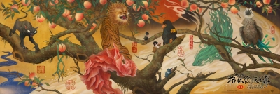 Китайский постер фильма "Фантастические твари: Преступления Грин-де-Вальда" от художника Чжан Чуня