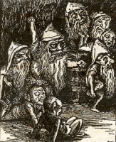Гоблины. Иллюстрация Артура Хагеса к книге Дж.Макдональда "Принцесса и гоблин"