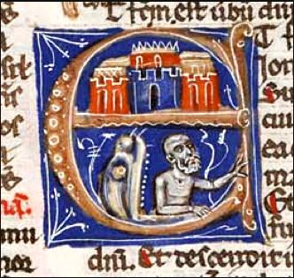 Кит, глотающий Иону. Изображение со средневекового манускрипта.