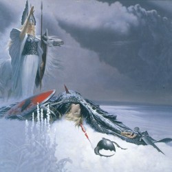 Картина Константина Васильева "Валькирия над сраженным воином"
